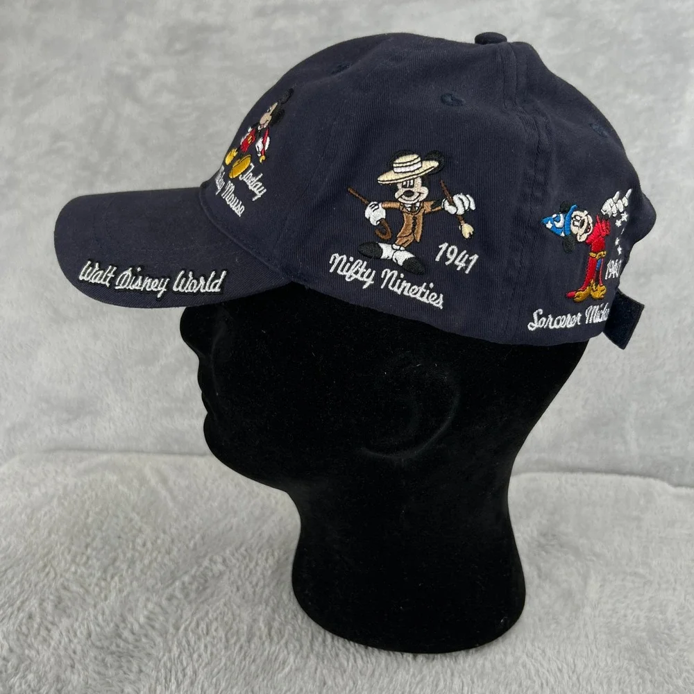 All Over Stitch Disney Parks Mickey Mouse Through The Years Hat Navy Embroidered